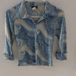 Blue Patterned Crop Top